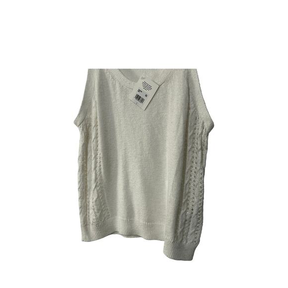 SPLENDID TOP WOMENS SIZE LARGE ALLY SCOOP NECK COTTON SWEATER TANK WHITE NEW - Picture 6 of 12